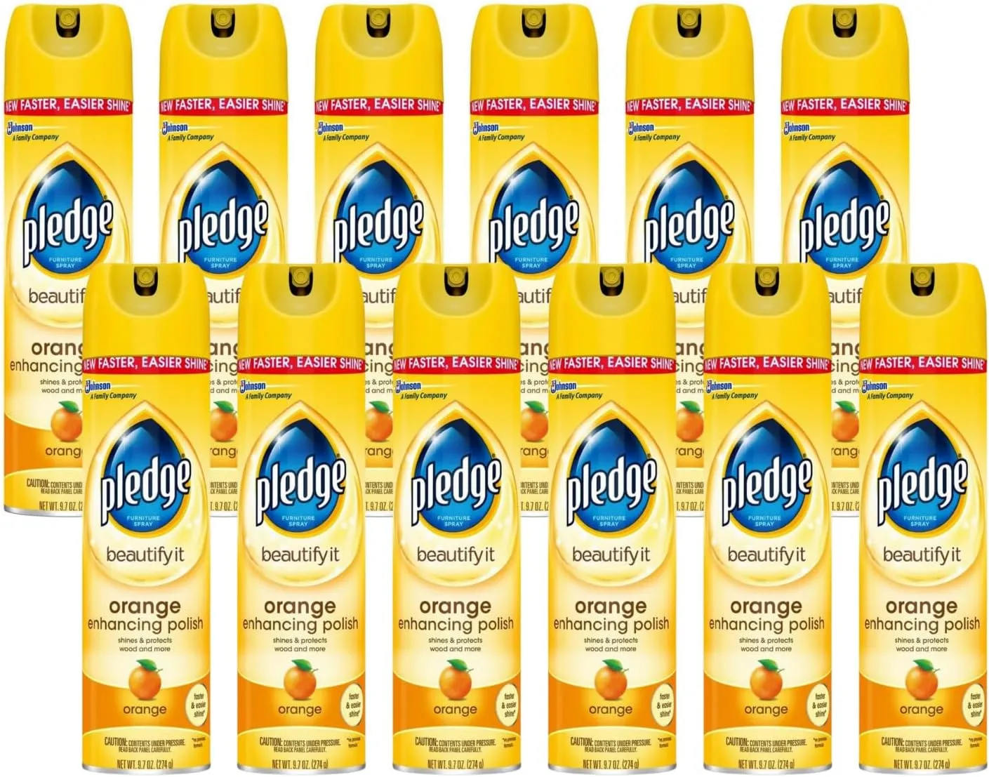 Pledge Multisurface Furniture Polish Spray, Works on Wood, Granite, and Leather, Shines and Protects, Orange, 9.7 oz - Pack of 12