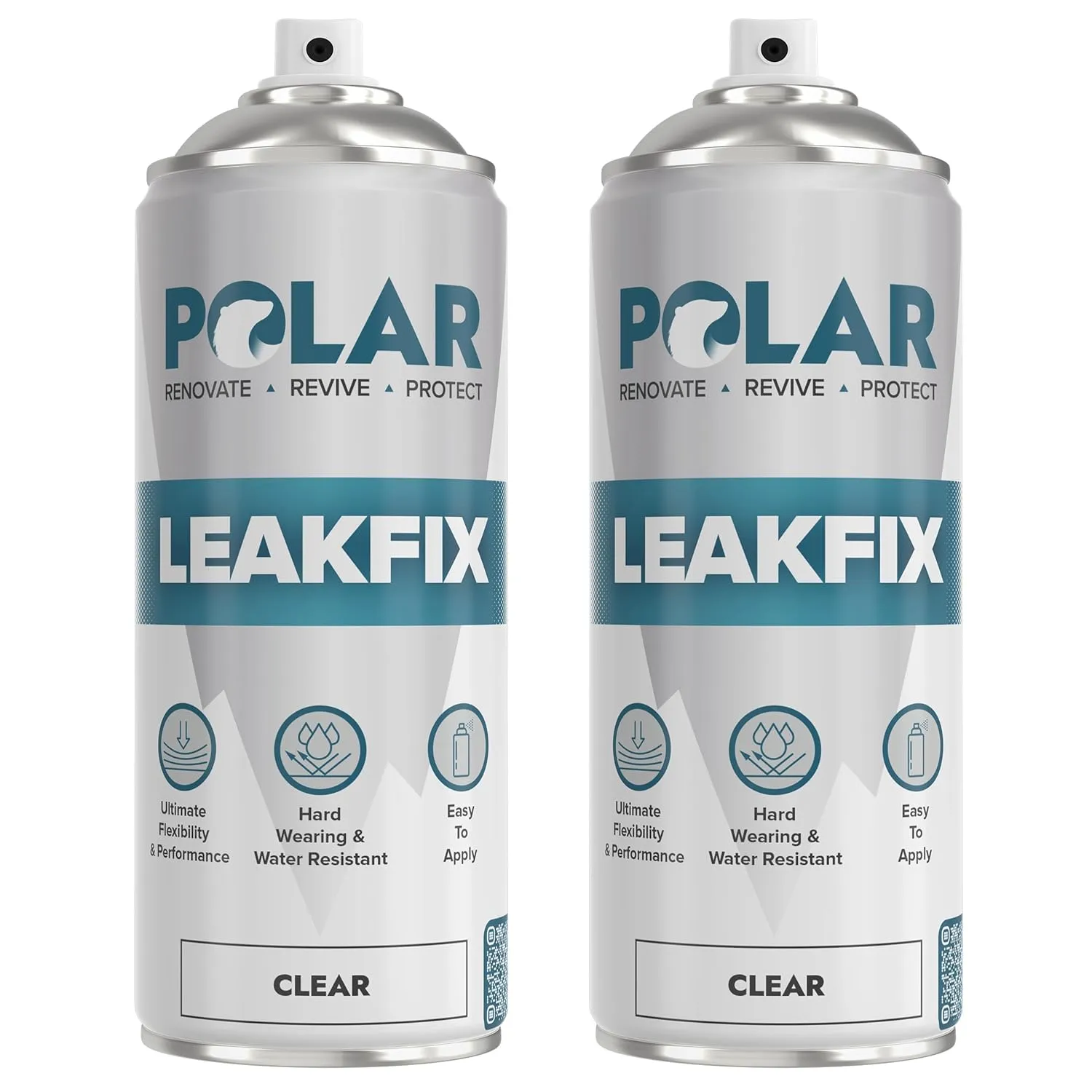 Polar Clear Leak Fix Spray - 2 x 13.5fl. oz - Waterproof Roof Sealant - Instantly Seals Leaks and Cracks, for Lasting Protection on Roofs, Drainpipes & Gutter Repairs- for Interior and Exterior Use