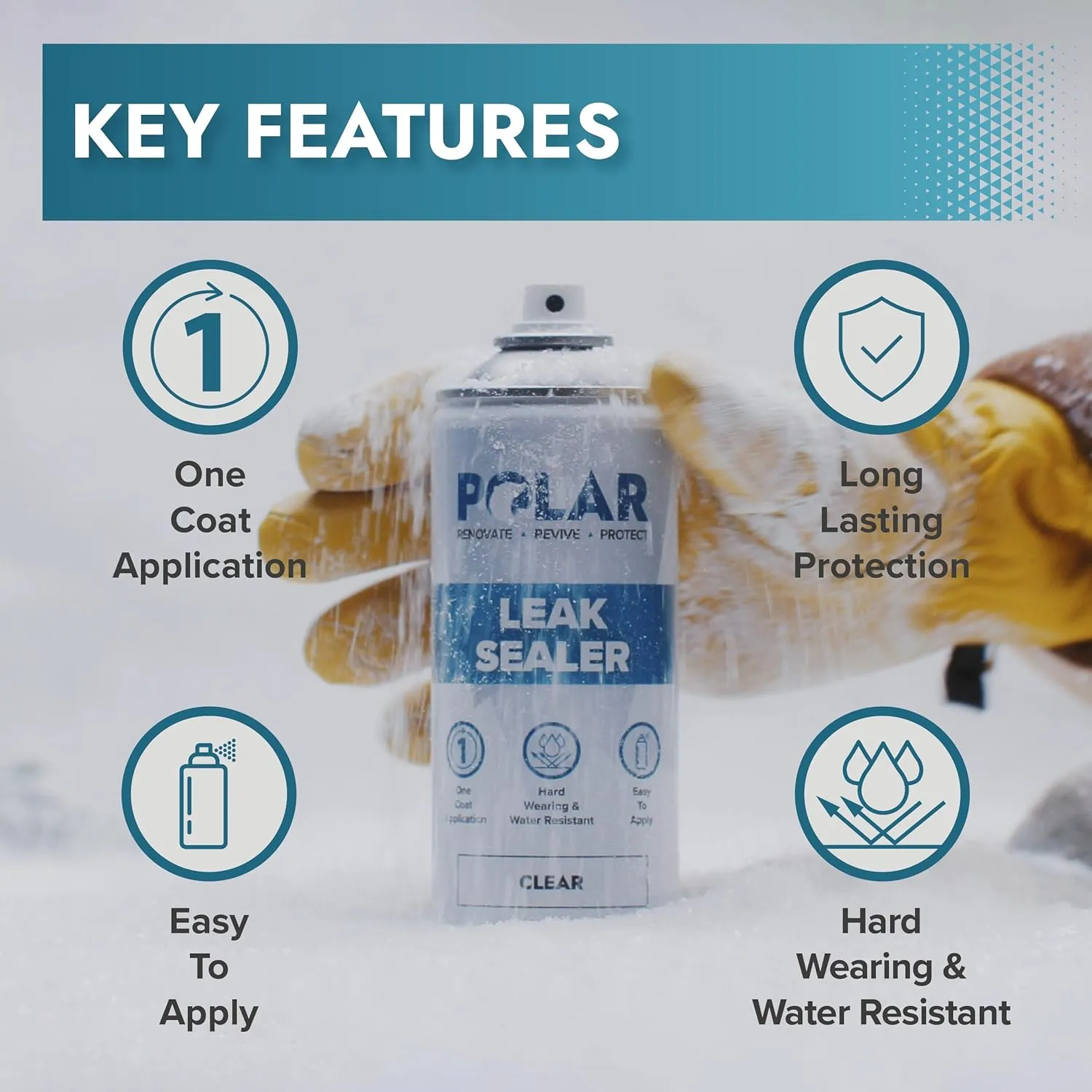 Polar Clear Leak Fix Spray - 2 x 13.5fl. oz - Waterproof Roof Sealant - Instantly Seals Leaks and Cracks, for Lasting Protection on Roofs, Drainpipes & Gutter Repairs- for Interior and Exterior Use