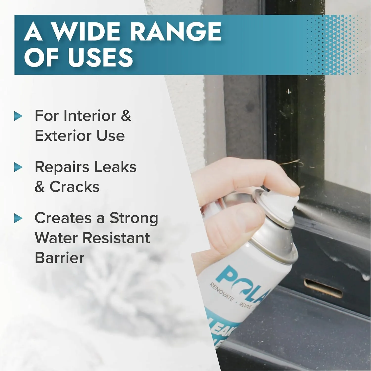 Polar Clear Leak Fix Spray - 2 x 13.5fl. oz - Waterproof Roof Sealant - Instantly Seals Leaks and Cracks, for Lasting Protection on Roofs, Drainpipes & Gutter Repairs- for Interior and Exterior Use