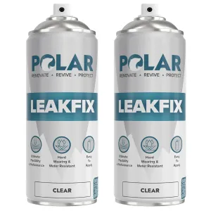 Polar Clear Leak Fix Spray - 2 x 13.5fl. oz - Waterproof Roof Sealant - Instantly Seals Leaks and Cracks, for Lasting Protection on Roofs, Drainpipes & Gutter Repairs- for Interior and Exterior Use