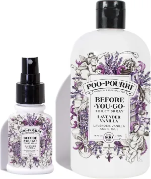 Poo-Pourri Lavender Vanilla 16-Ounce Refill Bottle,and 1.4-Ounce Lavender Vanilla