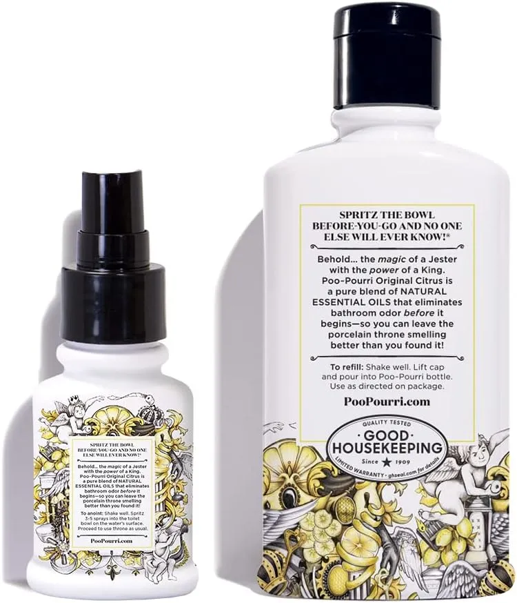 Poo-Pourri Original Citrus 9-Ounce Refill Bottle and 1.4-Ounce Refillable Bottle Original Citrus