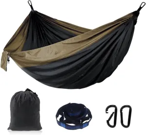 Portable 2 Person Hammock Set, Camping Essentials & Camping Gifts, Portable Hammock Single or Double Hammock for Outdoor