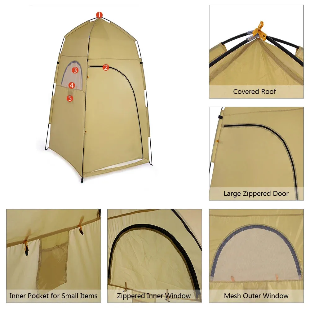 Portable Outdoor Shower Bath Changing Fitting Room Tent - Beach Camping Privacy Toilet Pop-Up Tent Ultralight 2023