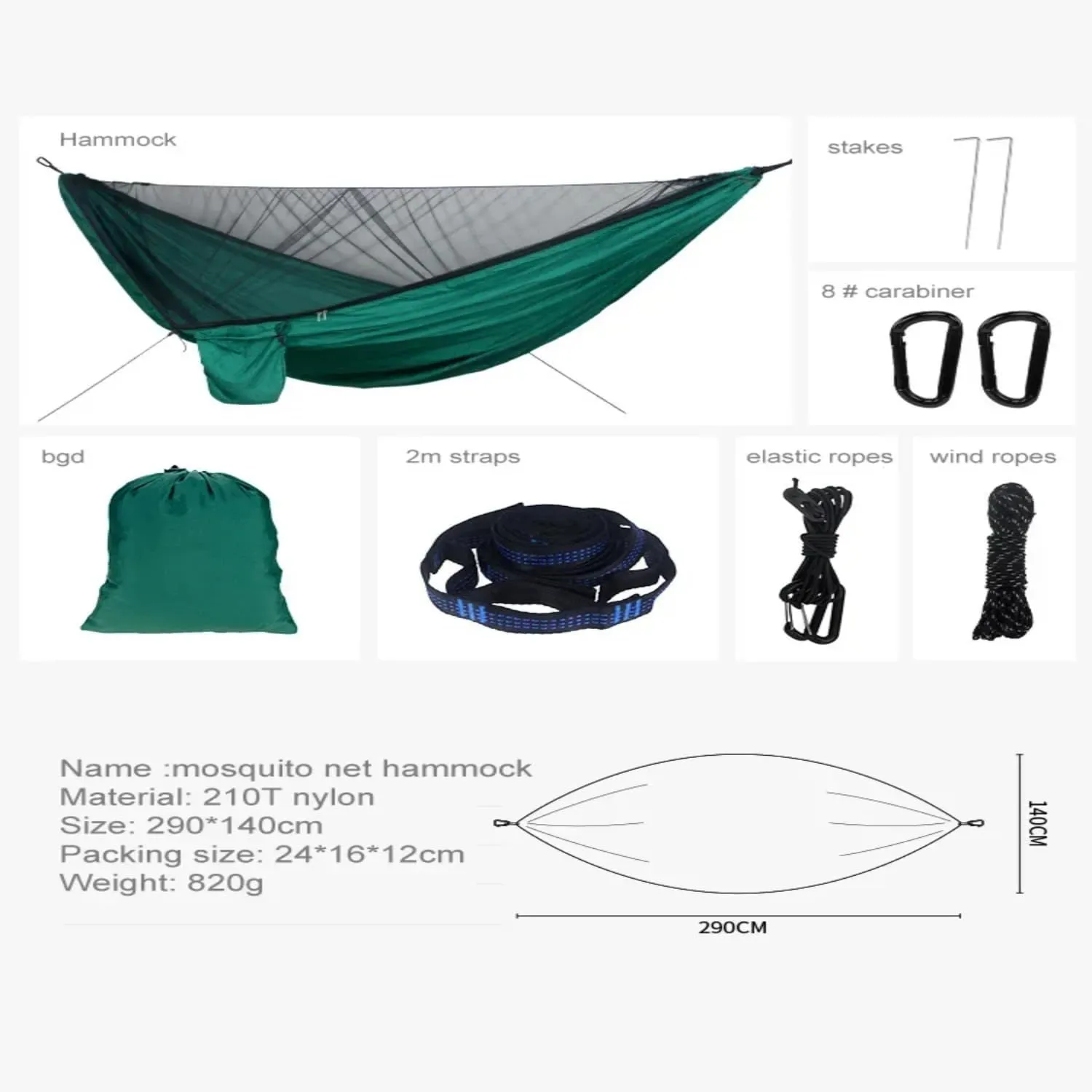 Portable Quick Set Mosquito Net Camping Hammock Outdoor Hanging Bed Sleeping Swing