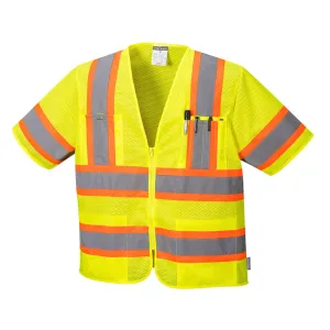 Portwest US383 Augusta Sleeved Hi Vis Reflective Safety Vest with Pockets ANSI Class 3 Yellow, X-Large