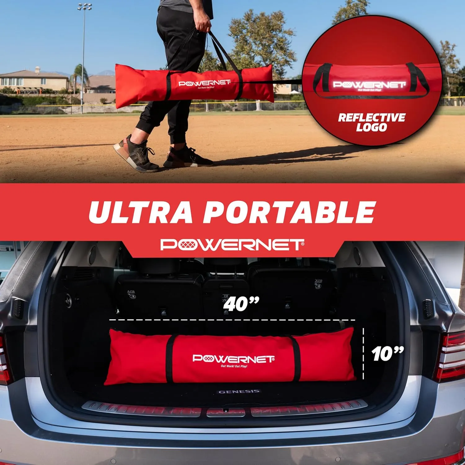 PowerNet Baseball Net Bundle, 5x5 Travel Net With Softball Accessories for Hitting, Pitching, Training Equipment, Weighted Ball, Tee