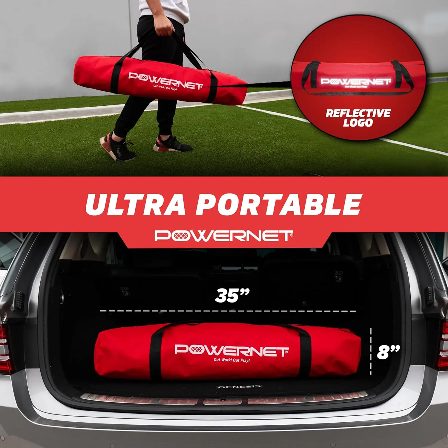 PowerNet Carli Lloyd Soccer Goal, Portable Net Collapsible Metal Base, Quick Setup Ultra Portable, Full Size Framed Soccer Goal, 1 Goal   1 Carry Bag