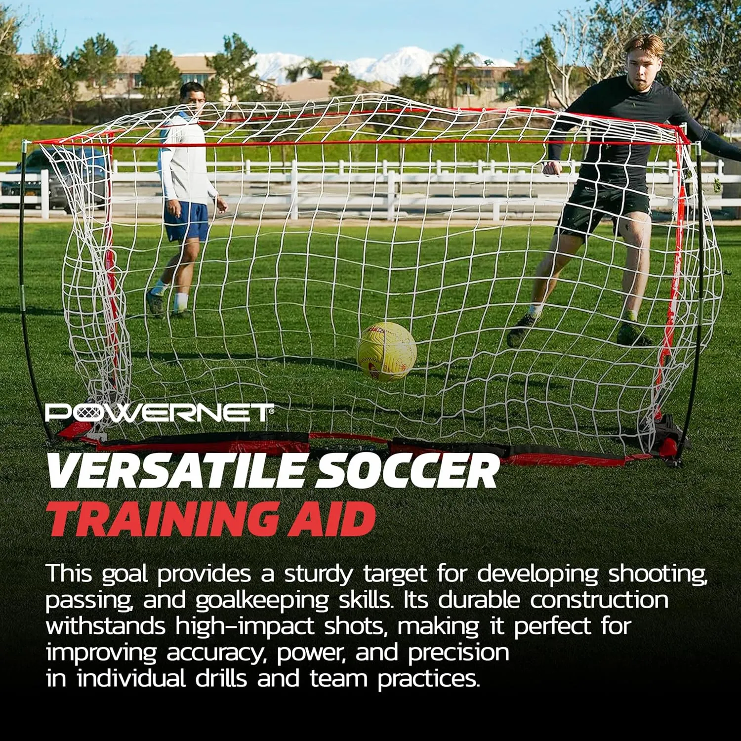 PowerNet Carli Lloyd Soccer Goal, Portable Net Collapsible Metal Base, Quick Setup Ultra Portable, Full Size Framed Soccer Goal, 1 Goal   1 Carry Bag