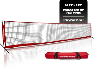 PowerNet Soccer Tennis Net, Portable Instant, Indoor Outdoor, Metal Collapsible Base Weighted, Durable Vertical Bow Posts, Quick Setup Easy Folding Storage, 1 Net   1 Carrying Bag
