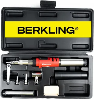 Premium Butane Soldering Iron Kit - Portable Cordless Welding Micro Solder Torch Heat Gun, 3 Pro Grade Tips, 15g 60/40 Rosin Core Solder Wire, Mini Wrench, Sponge (BSG-668 Kit Red)