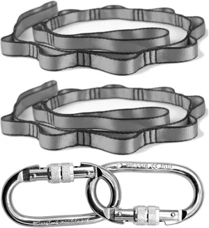 PRIOR FITNESS Yoga Straps Aerial Hammock Accessory Set, 2pcs Daisy Chain   2pcs Carabiner, Aerial Silk Hardware with Daisy Chain Carabiner for Yoga Swing Pilates