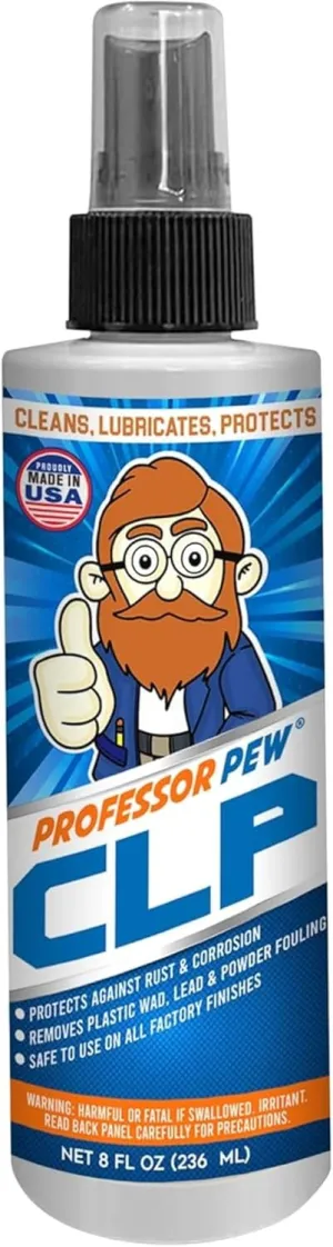 Professor Pew CLP - Gun Oil and Cleaner | Gun Rust Remover | Degreaser for pistols, rifles, tools, and shotguns - 8 oz bottle