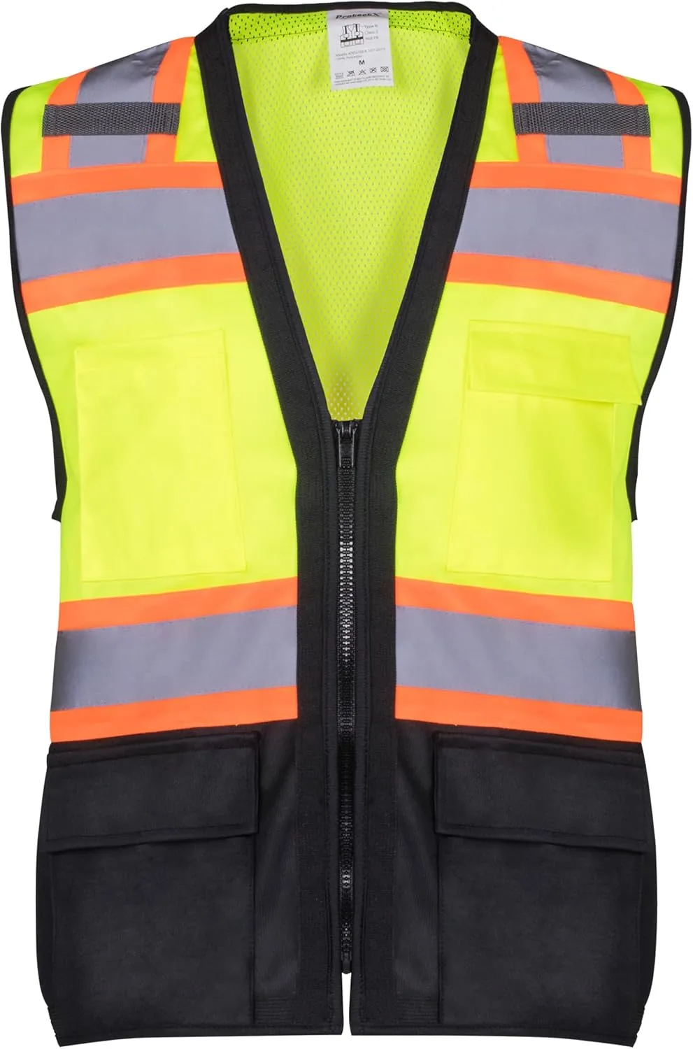 ProtectX 6 Pockets High Visibility Safety Vest for Men Women Class 2 Reflective Hi Vis Work Construction Vest