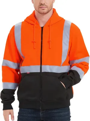 ProtectX Hi Vis Hoodie for Men Women High Visibility Safety Sweatshirt Reflective with Pockets for Construction Work Class 3
