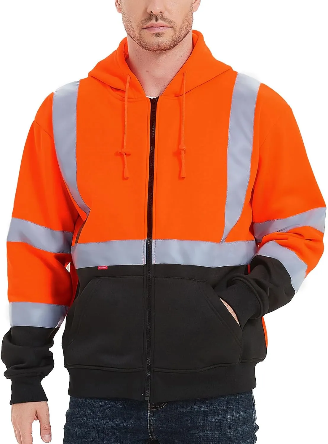ProtectX Hi Vis Hoodie for Men Women High Visibility Safety Sweatshirt Reflective with Pockets for Construction Work Class 3