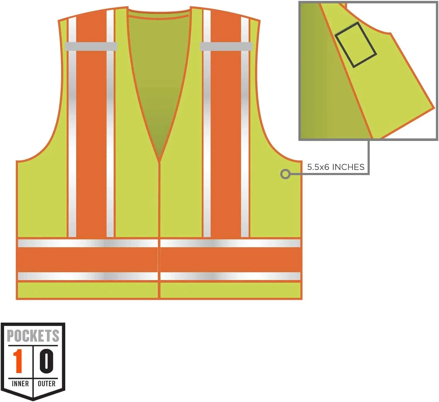 Public Safety Reflective Vest, High Visibility, ANSI Compliant, Breakaway, 6XL/7XL, Ergodyne GloWear 8245PSV,Lime
