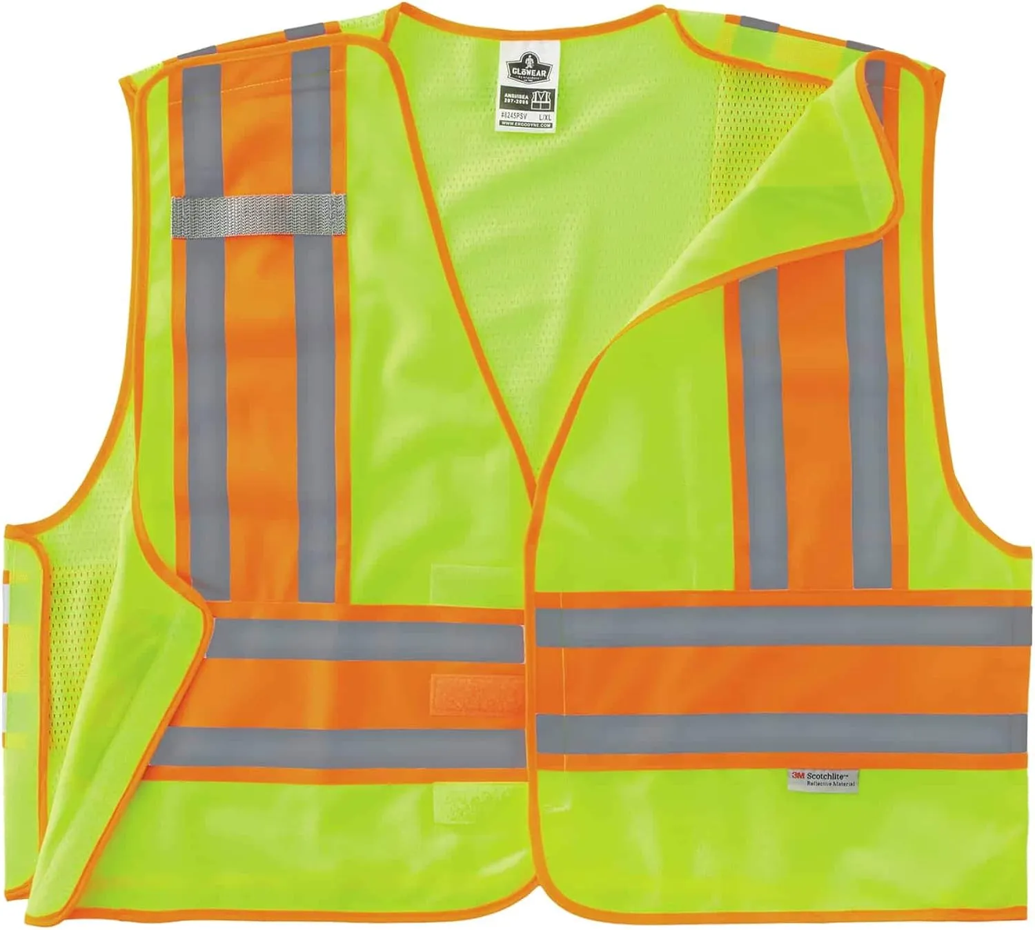 Public Safety Reflective Vest, High Visibility, ANSI Compliant, Breakaway, 6XL/7XL, Ergodyne GloWear 8245PSV,Lime