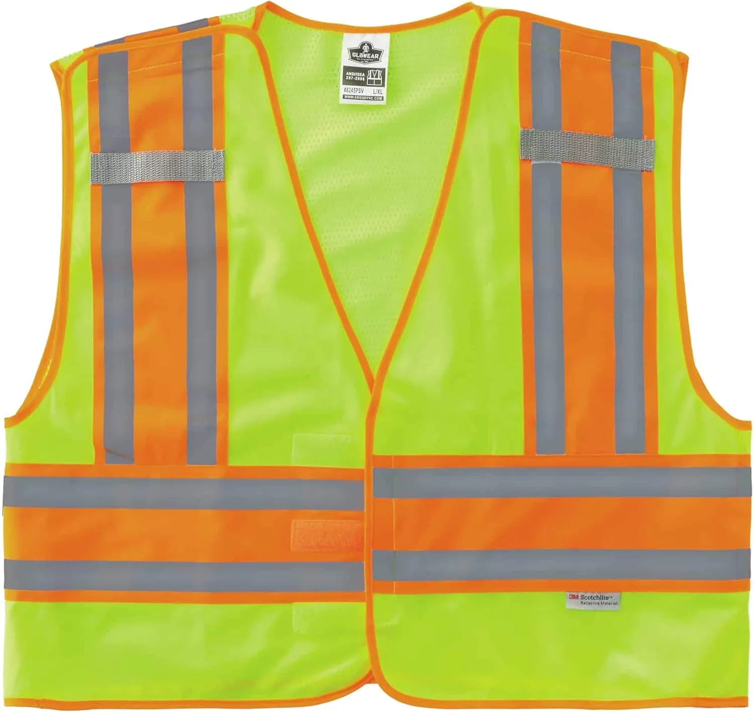 Public Safety Reflective Vest, High Visibility, ANSI Compliant, Breakaway, 6XL/7XL, Ergodyne GloWear 8245PSV,Lime