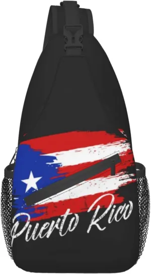 Puerto Rico Flag Sling Bag Crossbody Backpack Shoulder Chest Bag Puerto Rican Travel Hiking Daypack for Women Men