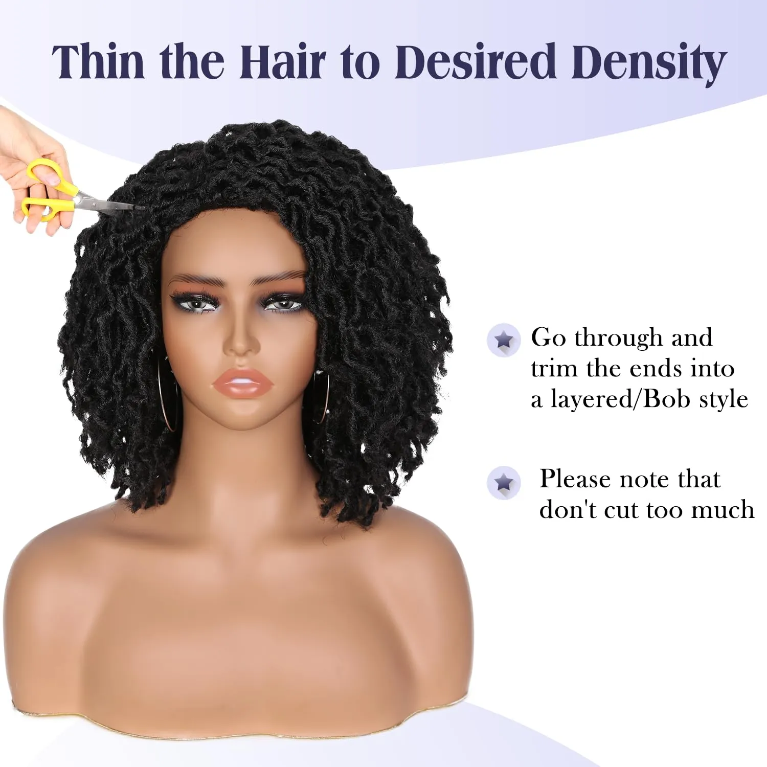 Quick Wig Short Braided Wig Soft Faux Locs Wigs Afro Curly Braids Synthetic Hair Natural Black Curly Dreadlock Wigs for Balck Women (1B)