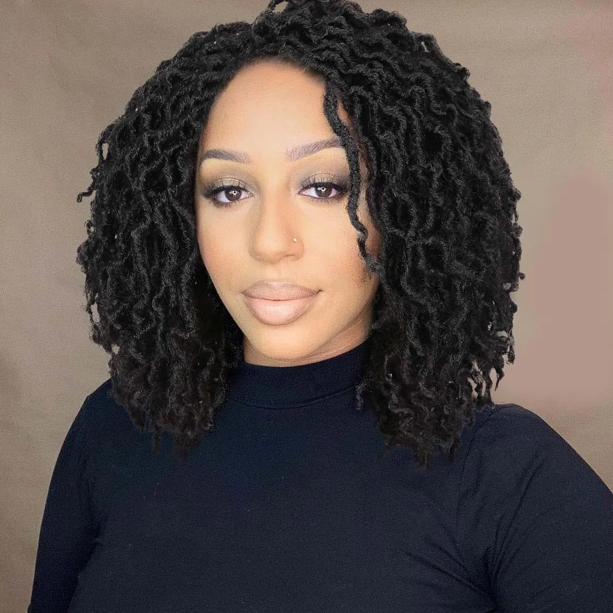 Quick Wig Short Braided Wig Soft Faux Locs Wigs Afro Curly Braids Synthetic Hair Natural Black Curly Dreadlock Wigs for Balck Women (1B)