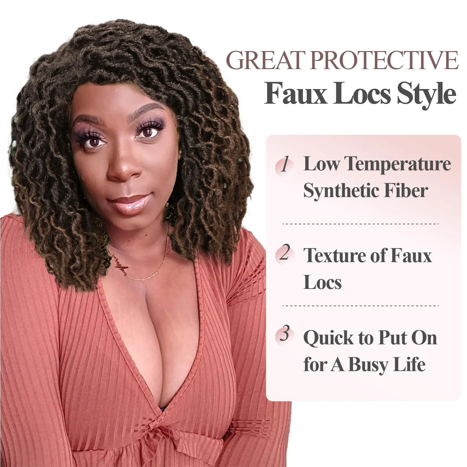 Quick Wig Short Braided Wig Soft Faux Locs Wigs Afro Curly Braids Synthetic Hair Ombre Brown Curly Dreadlock Wigs for Balck Women (1B/30#)