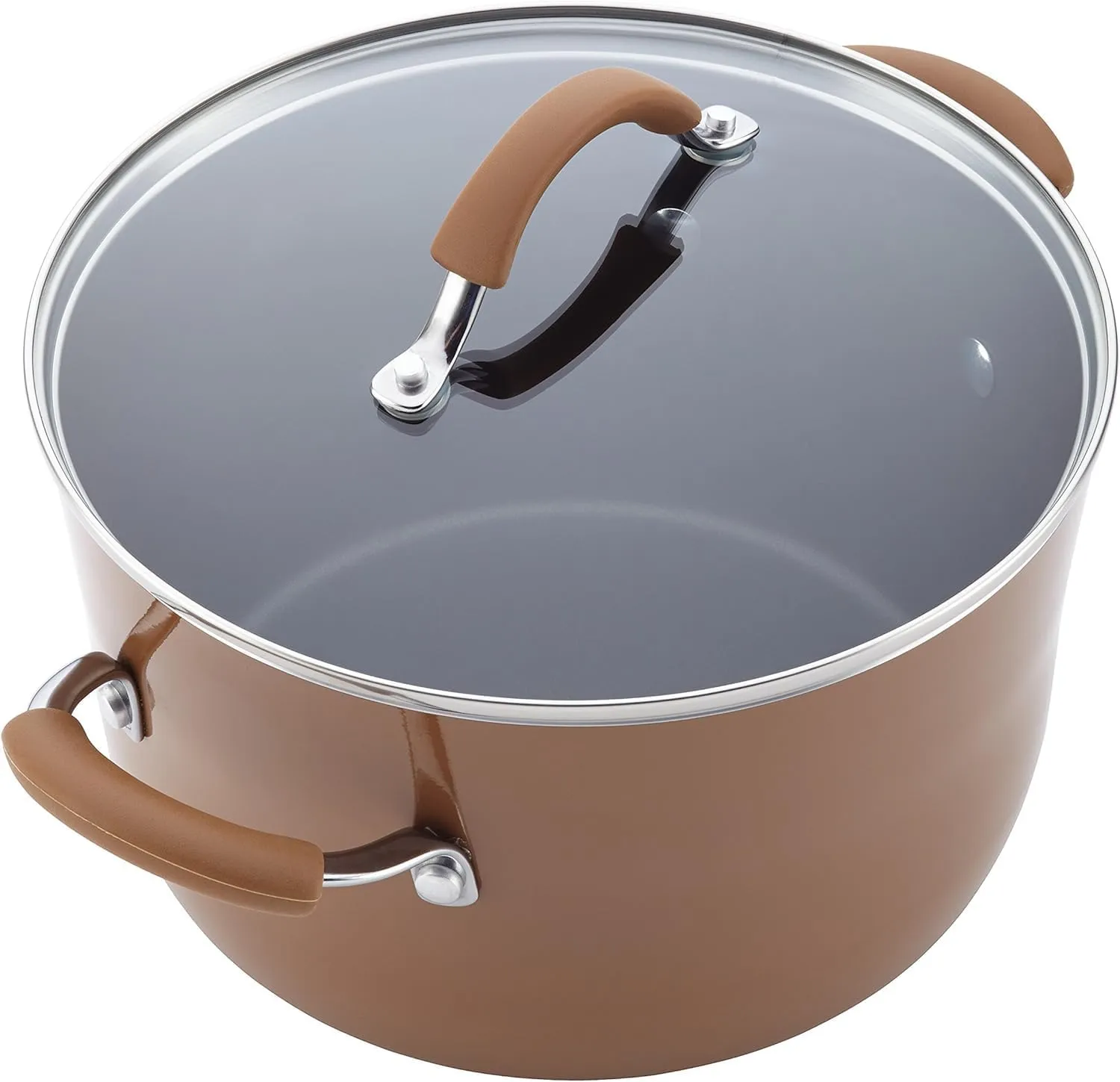 Rachael Ray Cucina Nonstick Cookware Pots and Pans Set, 12 Piece, Mushroom Brown