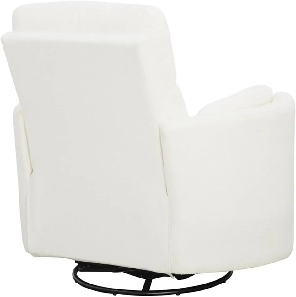 Radius Contemporary Chenille Fabric Power Swivel Glider Recliner with Luxurious Foam, USB Charger, Chaise-Style Footrest, 240-Degree Swivel, in Revel Oyster/White Finish