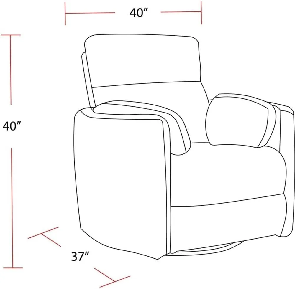 Radius Contemporary Chenille Fabric Power Swivel Glider Recliner with Luxurious Foam, USB Charger, Chaise-Style Footrest, 240-Degree Swivel, in Revel Oyster/White Finish