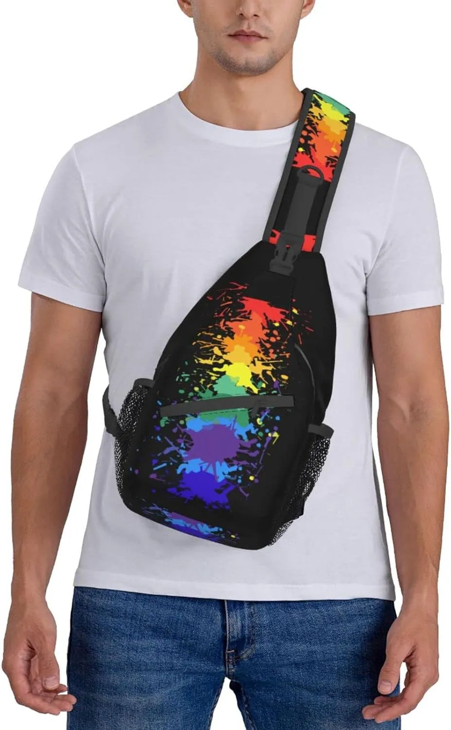 Rainbow LGBT Sling Backpack Multipurpose Chest Bag Hiking Travel Daypack Crossbody Shoulder Bag Outdoor Unisex
