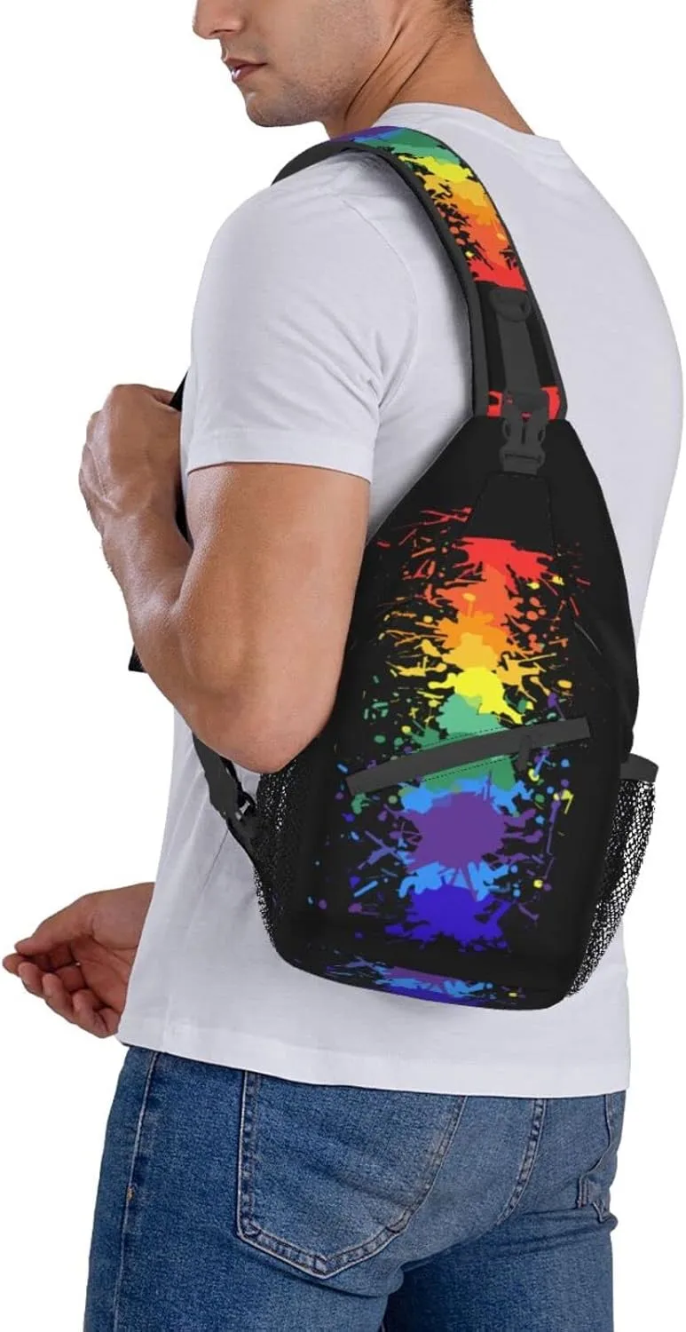 Rainbow LGBT Sling Backpack Multipurpose Chest Bag Hiking Travel Daypack Crossbody Shoulder Bag Outdoor Unisex
