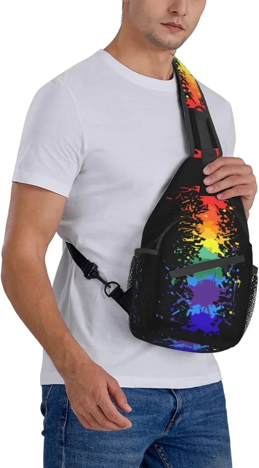 Rainbow LGBT Sling Backpack Multipurpose Chest Bag Hiking Travel Daypack Crossbody Shoulder Bag Outdoor Unisex