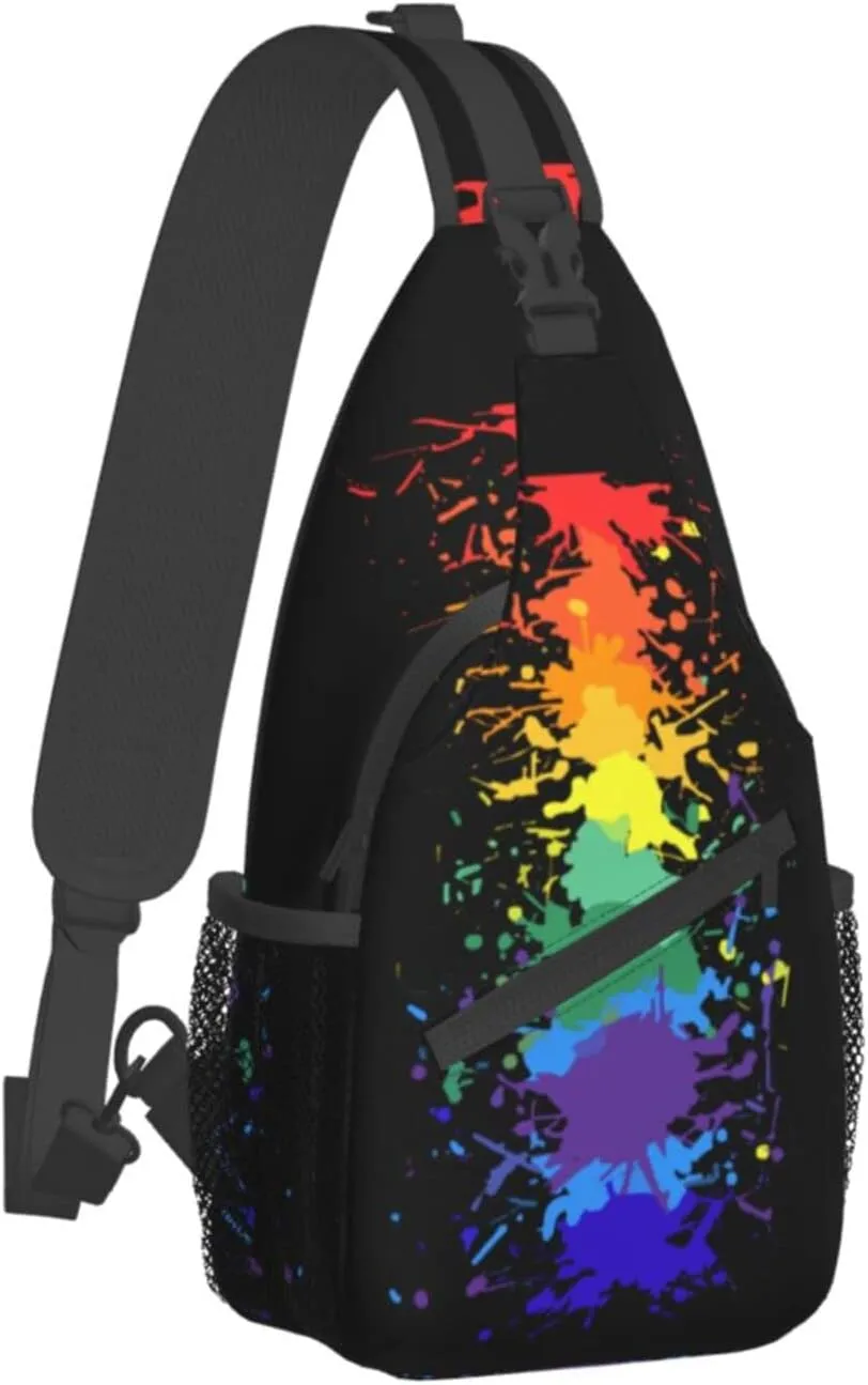 Rainbow LGBT Sling Backpack Multipurpose Chest Bag Hiking Travel Daypack Crossbody Shoulder Bag Outdoor Unisex