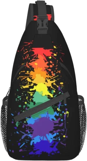 Rainbow LGBT Sling Backpack Multipurpose Chest Bag Hiking Travel Daypack Crossbody Shoulder Bag Outdoor Unisex