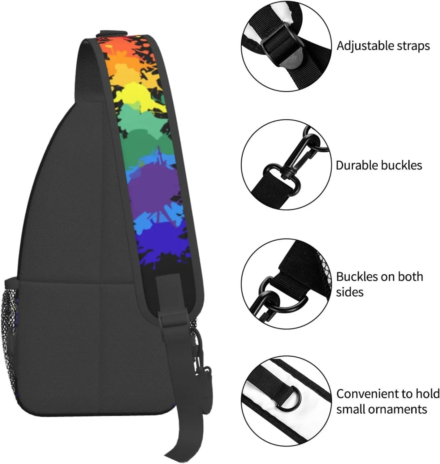 Rainbow LGBT Sling Backpack Multipurpose Chest Bag Hiking Travel Daypack Crossbody Shoulder Bag Outdoor Unisex