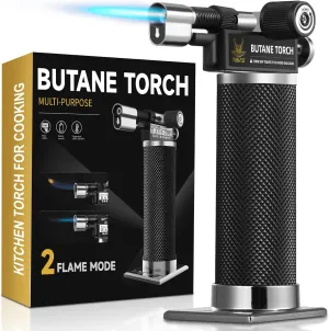 RAVS Butane Torch Lighter, DUAL Flame Mode Kitchen Torch, Refillable Cooking Torch Gun, Creme Brulee Torch Lighter, Blow Torch for Cooking, Welding, Mini Torch Soldering Torch, Butane is Not Included
