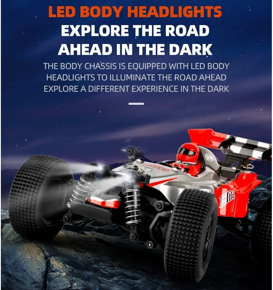 RC Cars,1:18 Scale All Terrain Remote Control Car,4WD 2.4 GHz Off Road High Speed 35 Km/h RC Monster Truck Racing Cars with LED Headlight, Xmas Gifts for Kid and Adults.