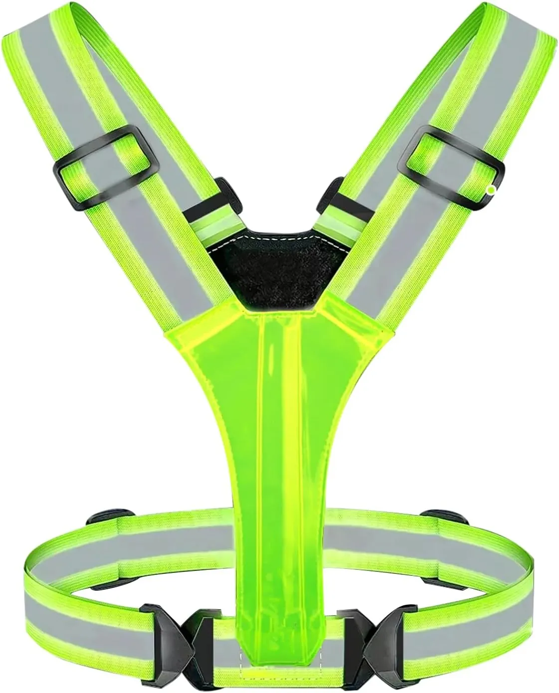 Rechargeable Green LED Vest, Adjustable Kids Children Stripe Reflective Vest Safety Security Running Jogging Biking