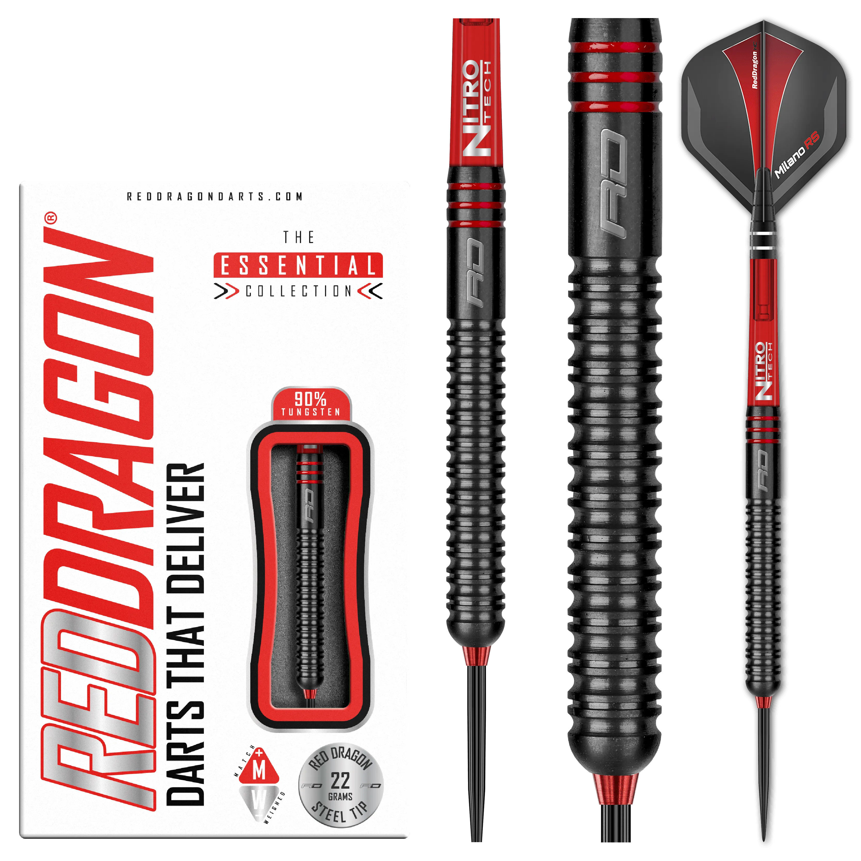 Red Dragon - Milano RS Steel Tip Darts - 90% Tungsten