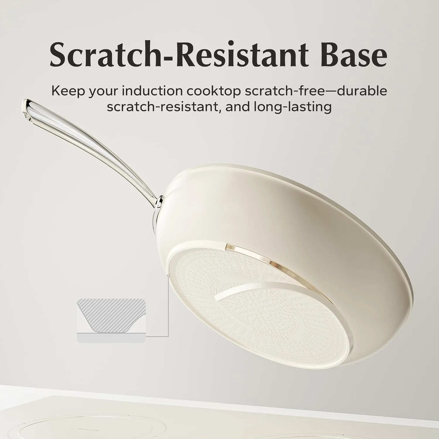 Redchef Nonstick Frying Pans Set, 4-Piece Ceramic Cookware Set, 8" 9.5" 11" Saute Pan Skillet, Non Toxic Pans for Cooking, Pots and Pans, PFAS & PTFE & PFOA Free, Dishwasher & Oven Safe, Beige White