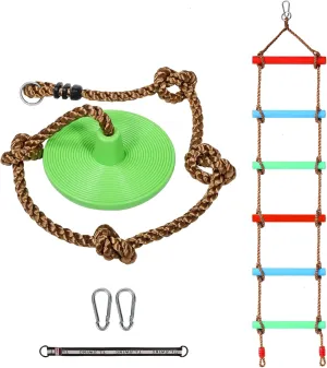 RedSwing Rope Ladder and Pro 3-in-1 Disc Swing Seat Combo, Climbing Ladders for Swingset, Hanging Rope Ladder with Strap and Snap Hook, Great for Play Set, Outdoor, Tree House, Playground