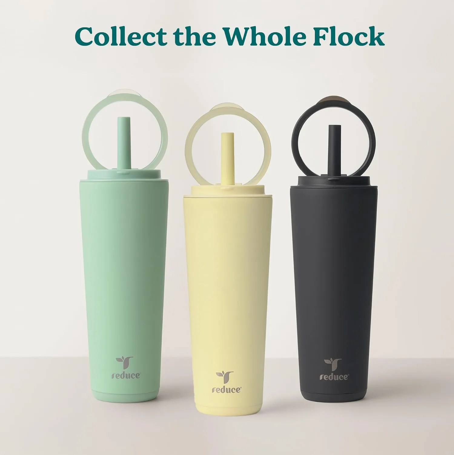 Reduce Halo 24 oz Stainless Steel Vacuum Insulated Tumbler - Spill Proof Travel Mug with Flip Handle Lid - Keeps Drinks Cold for 32 Hrs - Dishwasher Safe - Cupholder Friendly - Future Dusk