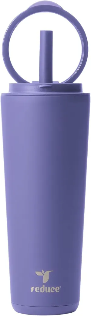 Reduce Halo 24 oz Stainless Steel Vacuum Insulated Tumbler - Spill Proof Travel Mug with Flip Handle Lid - Keeps Drinks Cold for 32 Hrs - Dishwasher Safe - Cupholder Friendly - Future Dusk
