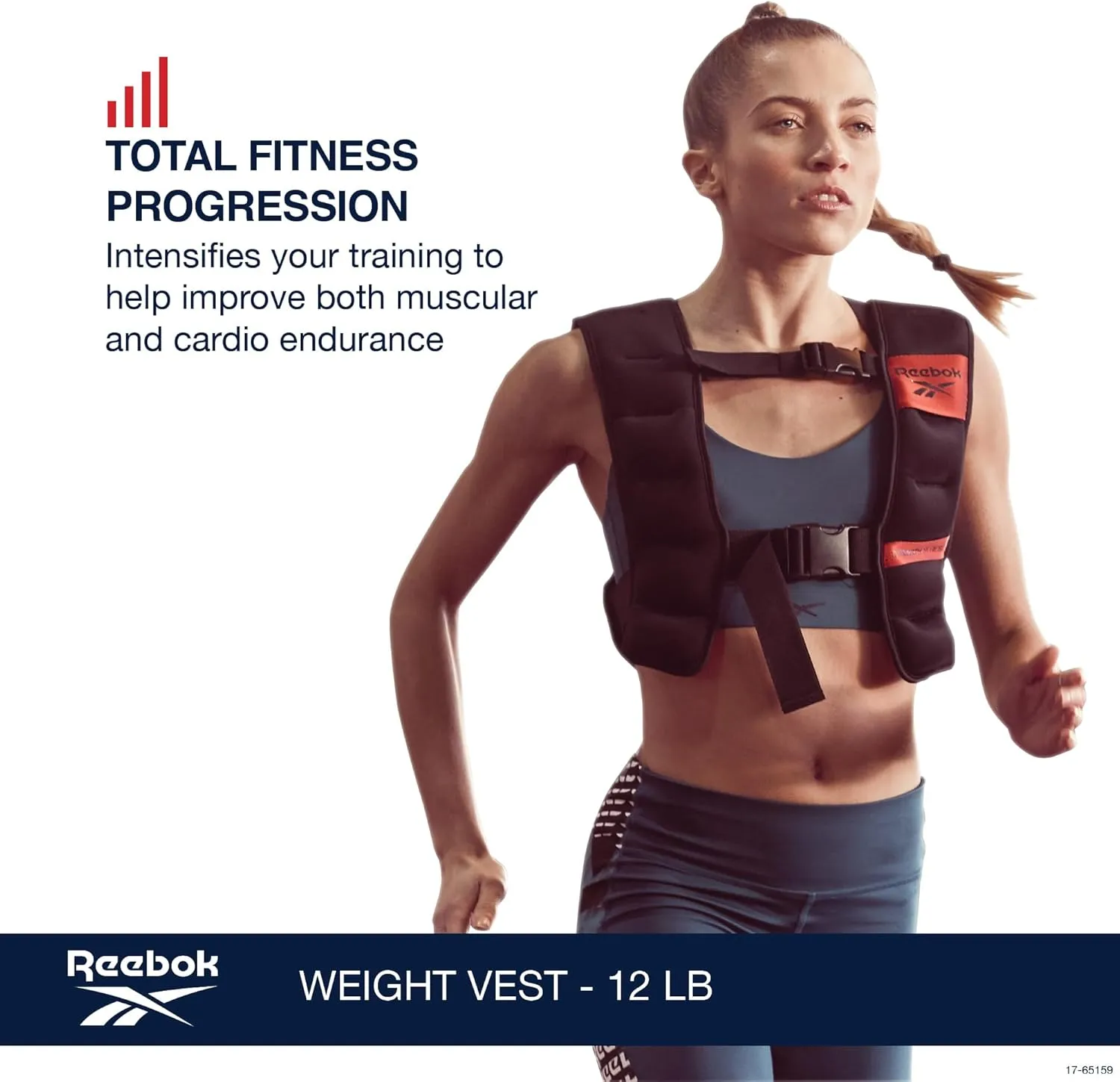 Reebok Weighted Vest – Premium Material, Adjustable Fit, Reflective Elements for Full-Body Workouts, Strength Training, and Rehabilitation