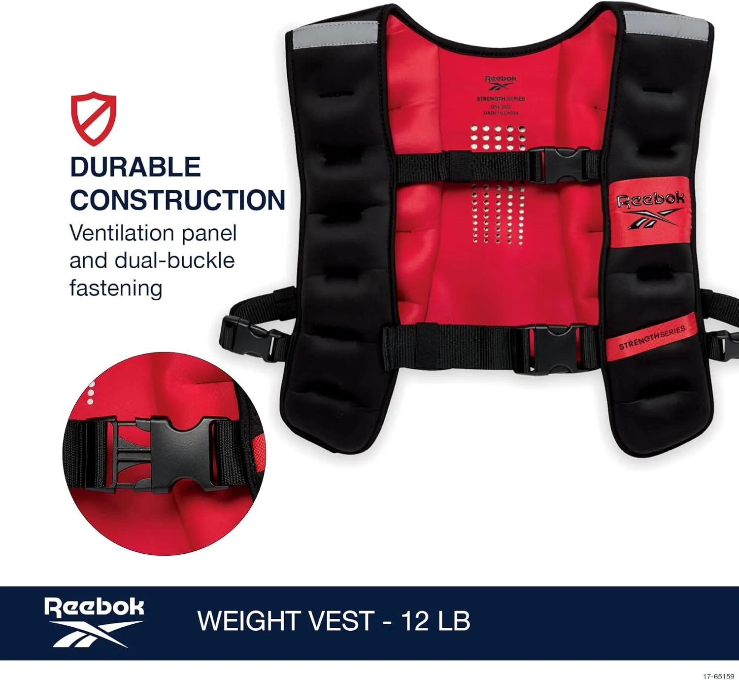 Reebok Weighted Vest – Premium Material, Adjustable Fit, Reflective Elements for Full-Body Workouts, Strength Training, and Rehabilitation