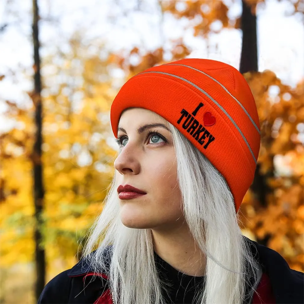 Reflective Beanie for Men & Women I Love Turkey I Love Acrylic 1 Size