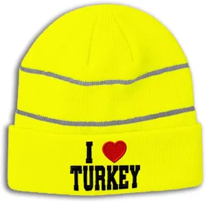 Reflective Beanie for Men & Women I Love Turkey I Love Acrylic 1 Size