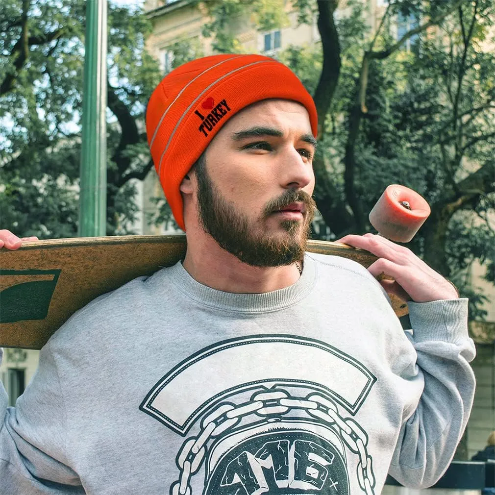 Reflective Beanie for Men & Women I Love Turkey I Love Acrylic 1 Size